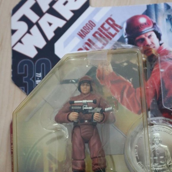 NEW STAR WARS 30TH ANNIVERSARY NABOO SOLDIER ACTION FIGURE #52 W SILVER COIN - Picture 2 of 9